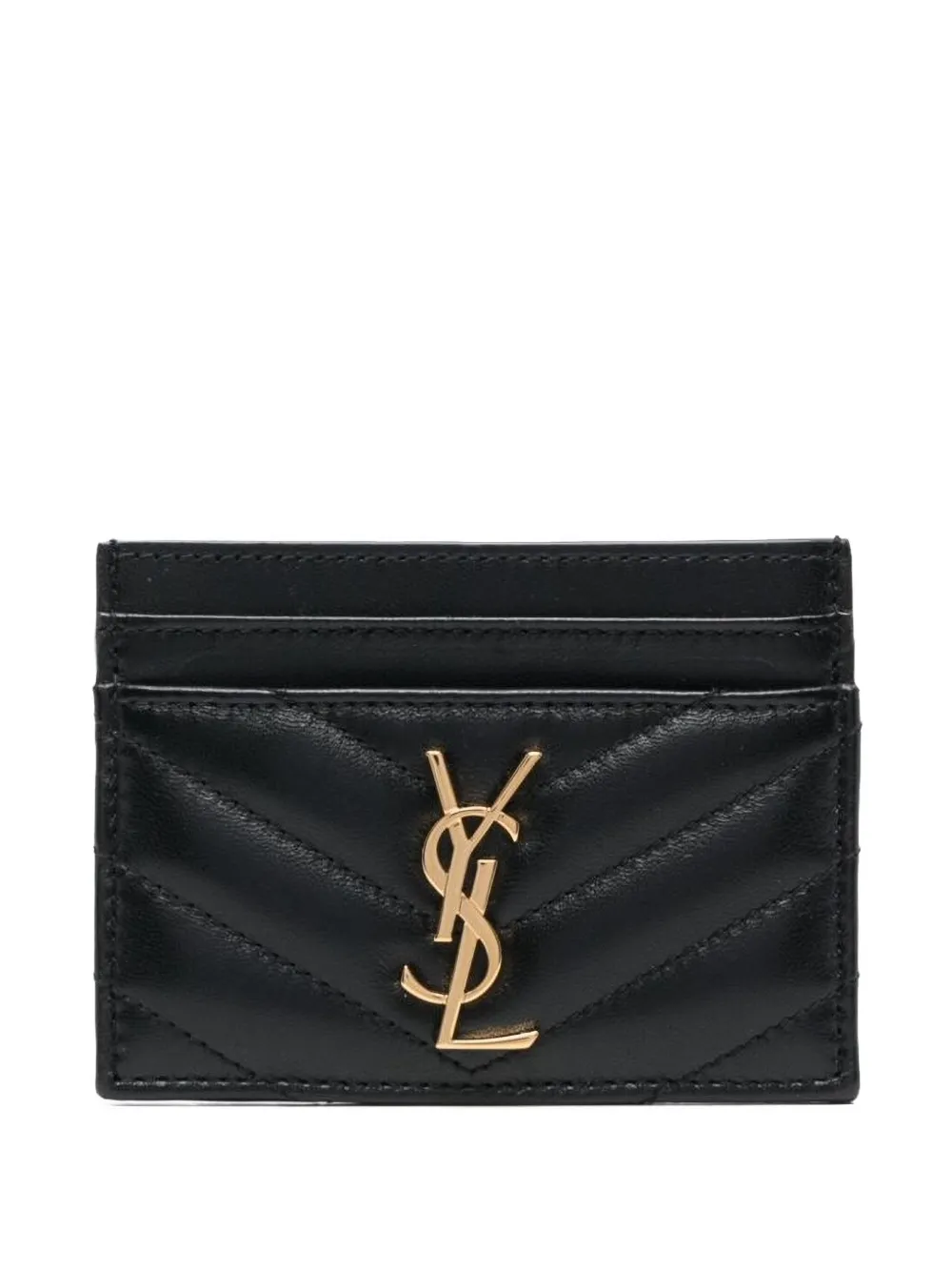 Saint Laurent Chevron Logo Cardholder In Black
