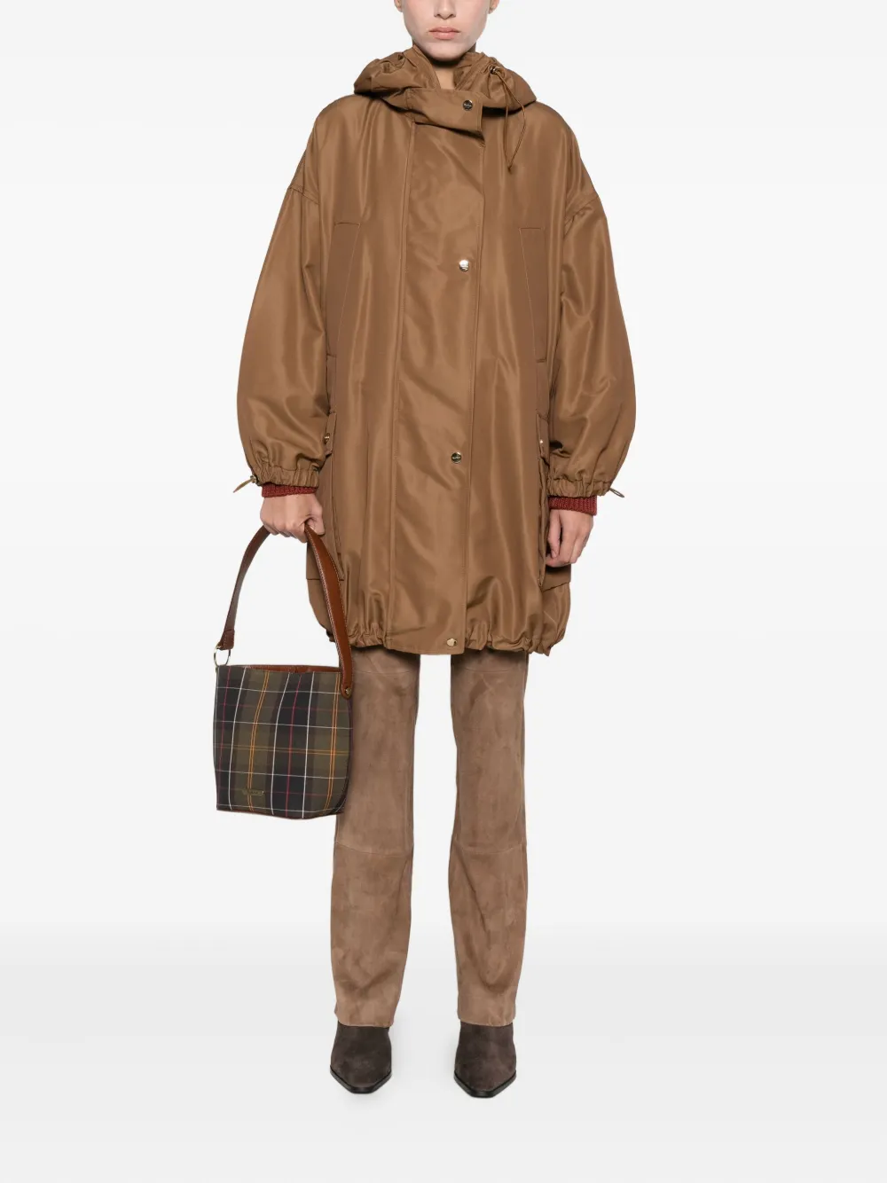 Max Mara Hooded Flap-pocket Jacket In Brown