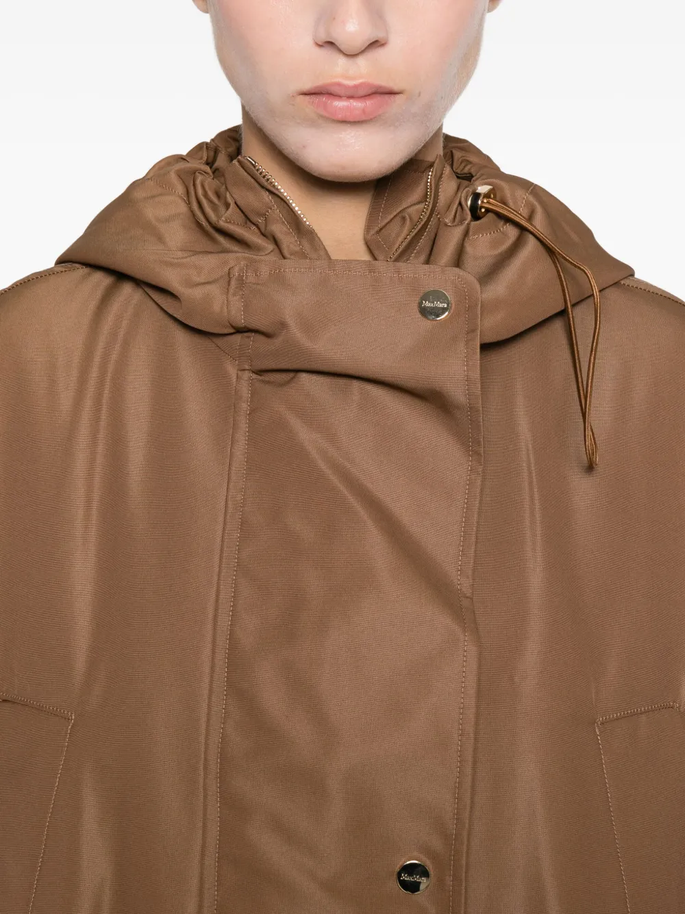 Max Mara Hooded Flap-pocket Jacket In Brown