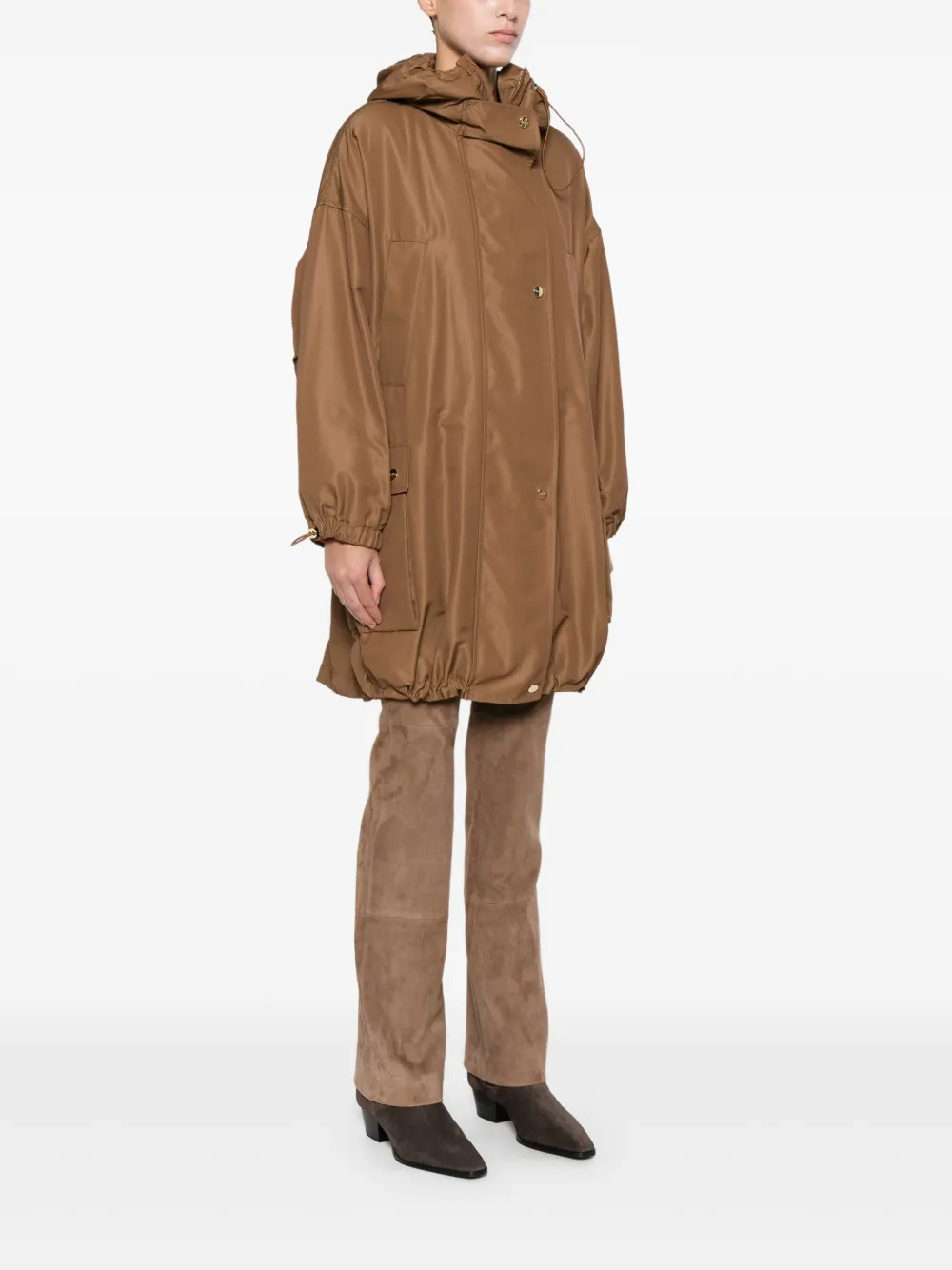 Max Mara Hooded Flap-pocket Jacket In Brown