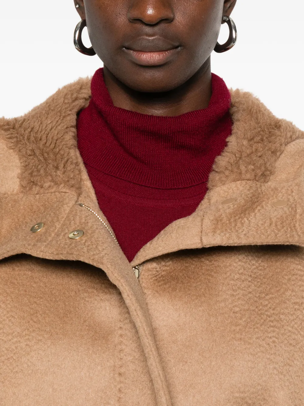Max Mara Drawstring-waist Hooded Coat In Brown
