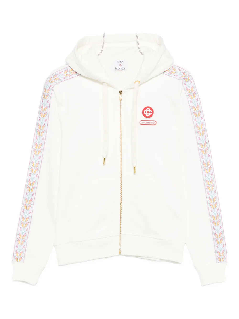 Casablanca Womens Cream Laurel Flame-panel Cotton-jersey Hoodie In White