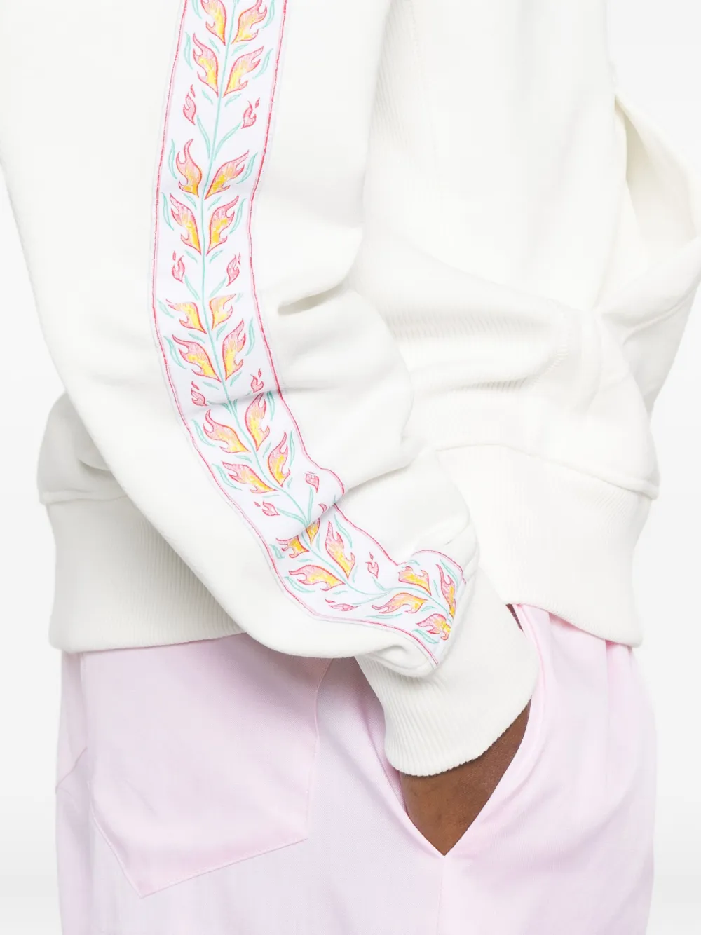 Casablanca Womens Cream Laurel Flame-panel Cotton-jersey Hoodie In White