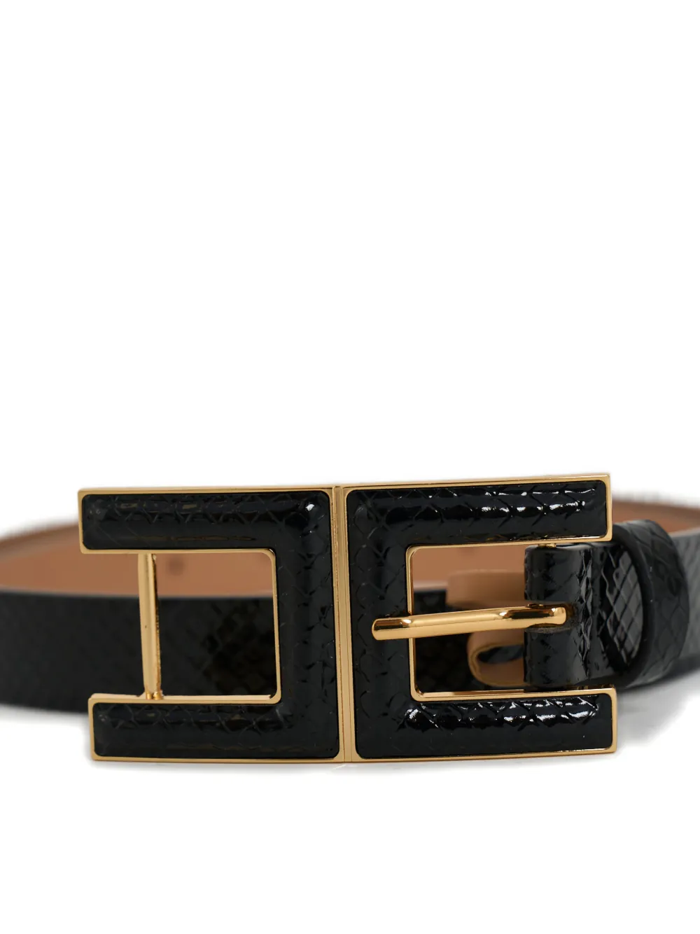 Elisabetta Franchi Embossed Buckle Belt In Black