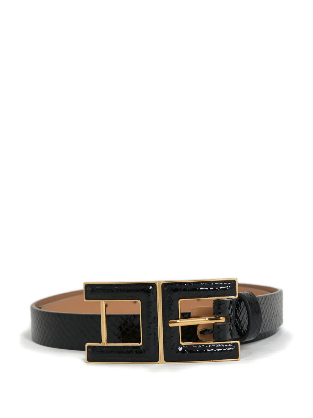 Elisabetta Franchi Embossed Buckle Belt In Black