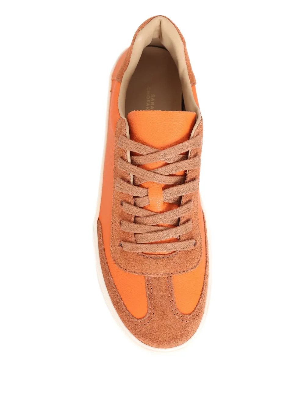 Sarah Chofakian White Light Lace-up Sneakers In Orange