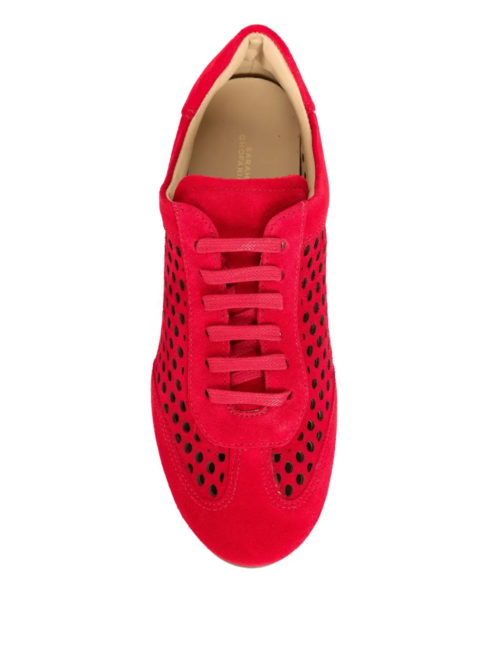 Sarah Chofakian Gelato Perforated Sneakers In Red