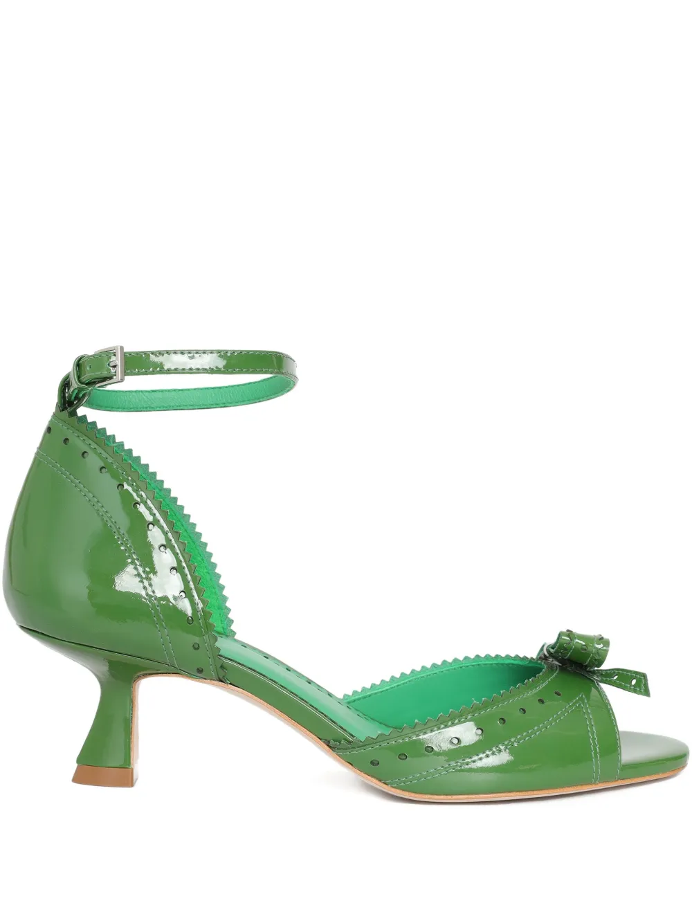 Sarah Chofakian 55mm Macaron bow scalloped sandal Groen