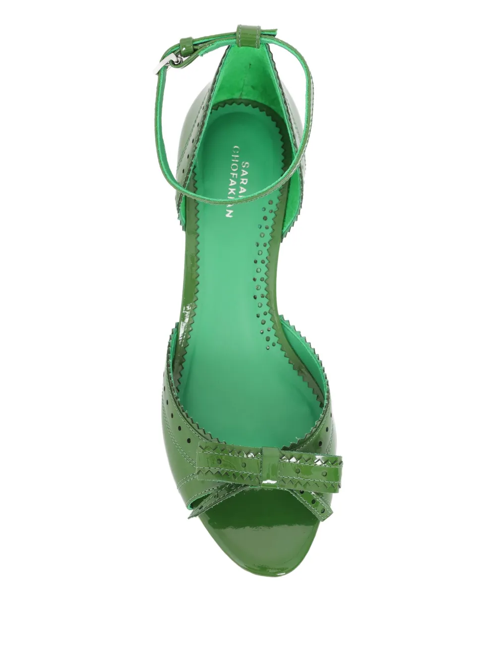 Sarah Chofakian 55mm Macaron bow scalloped sandal Groen