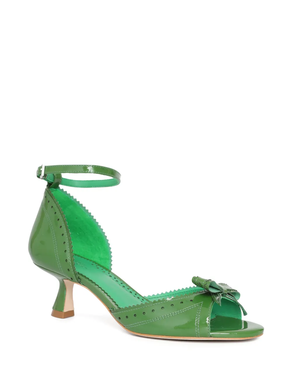 Sarah Chofakian 55mm Macaron bow scalloped sandal Groen