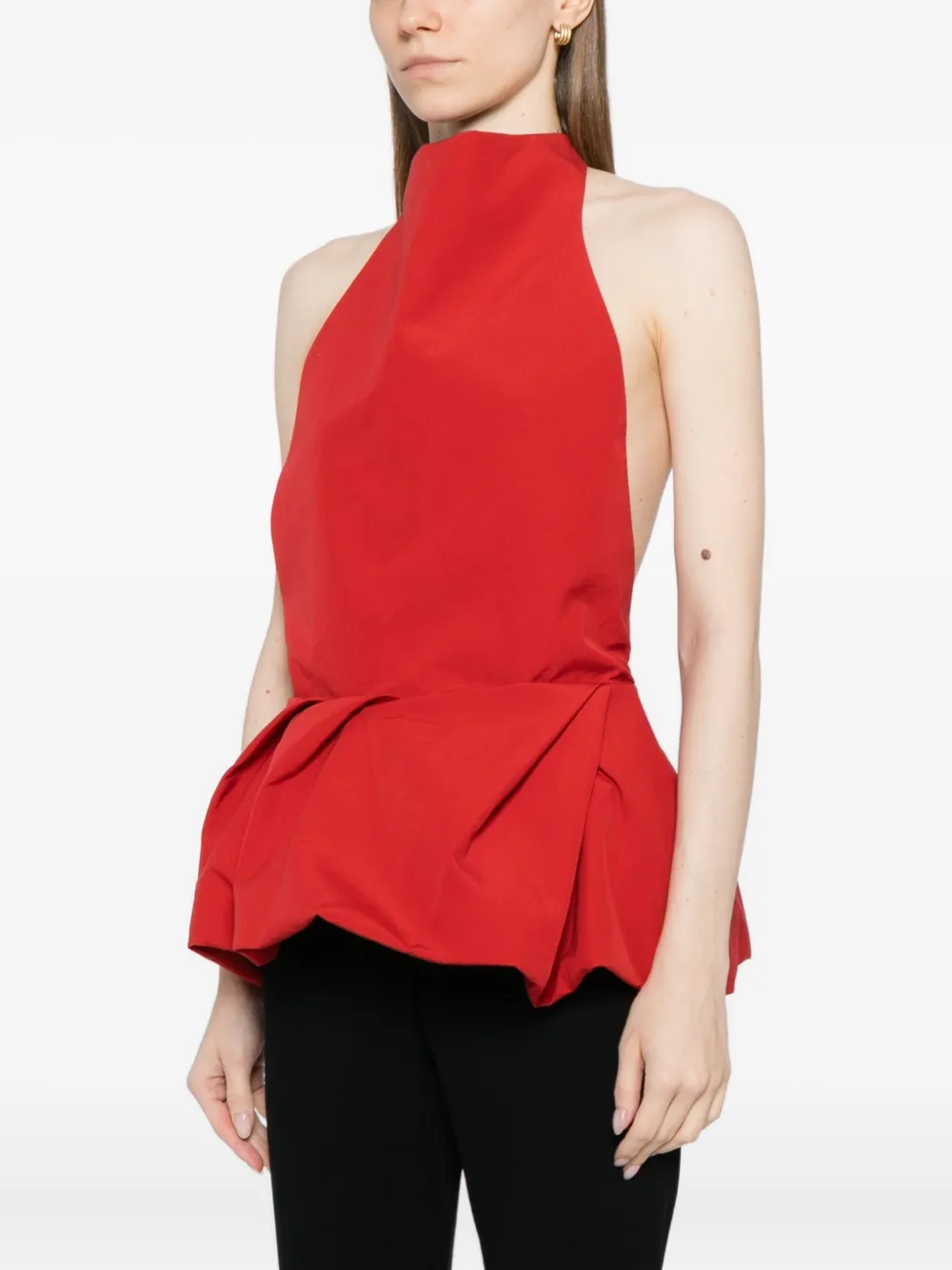 Magda Butrym Halter Peplum Top In Red