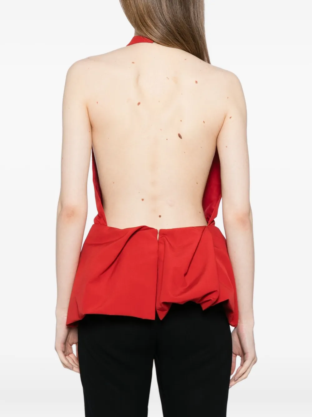 Magda Butrym Halter Peplum Top In Red