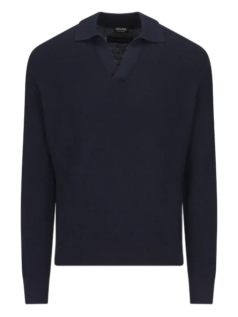 Zegna Poloshirt aus Kaschmir mit offenem Kragen