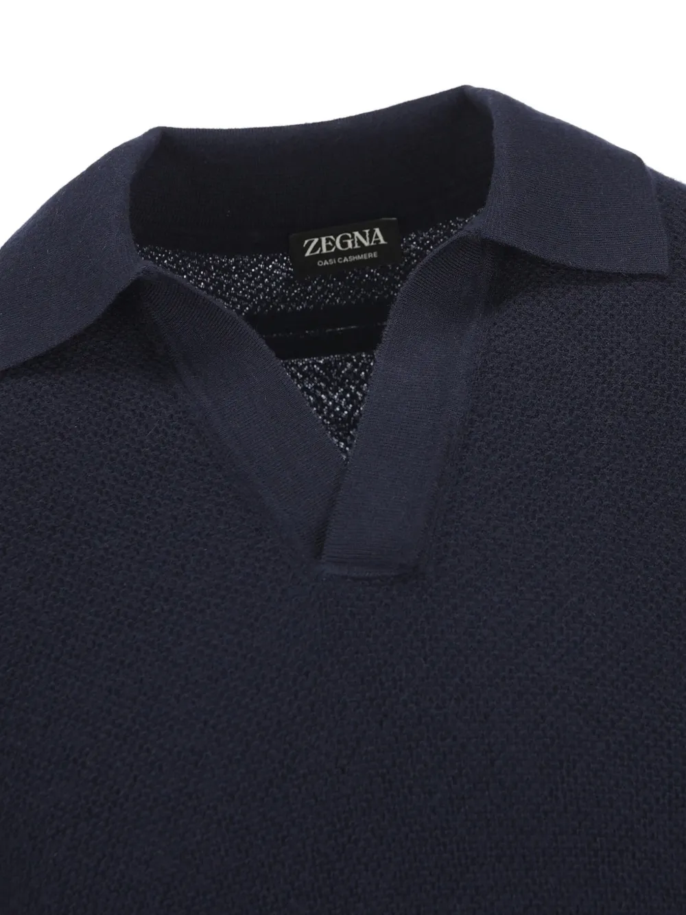 Zegna Kasjmier poloshirt met open kraag Blauw