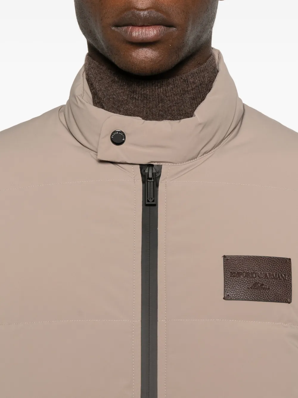 Emporio Armani Gewatteerd jack met rits Beige