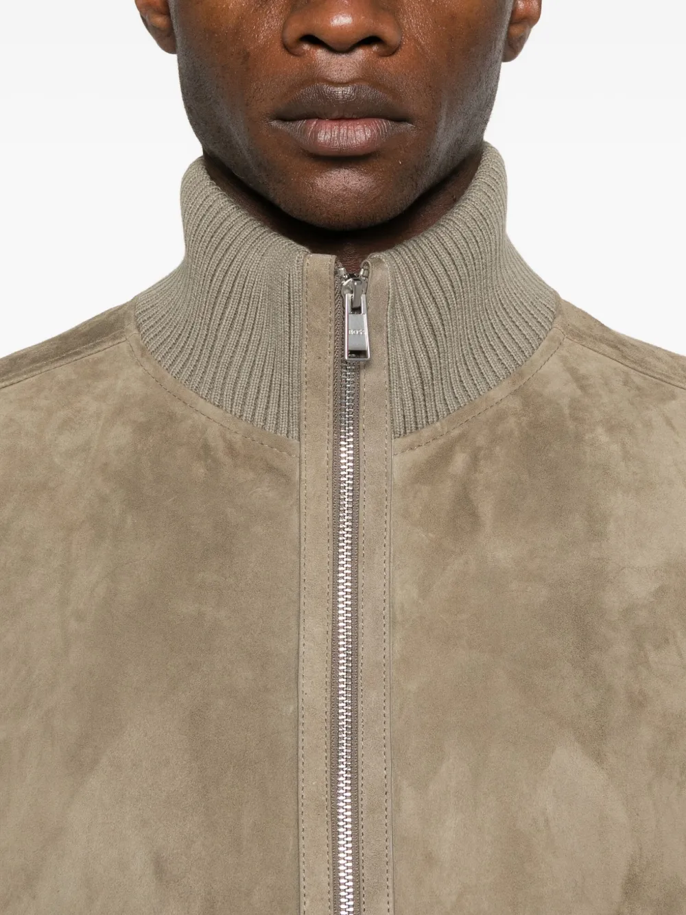 Hugo Boss Zip-up Bomber Jacket In Brown