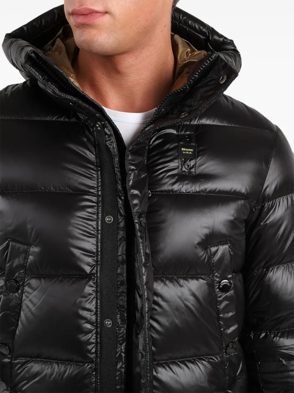 Blauer Hooded Padded Clipper Coat In Black