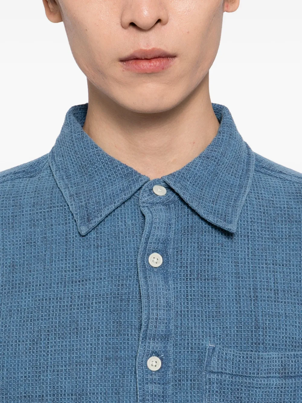 Corridor Pigment overhemd met wafel-patroon en geverfd effect Blauw