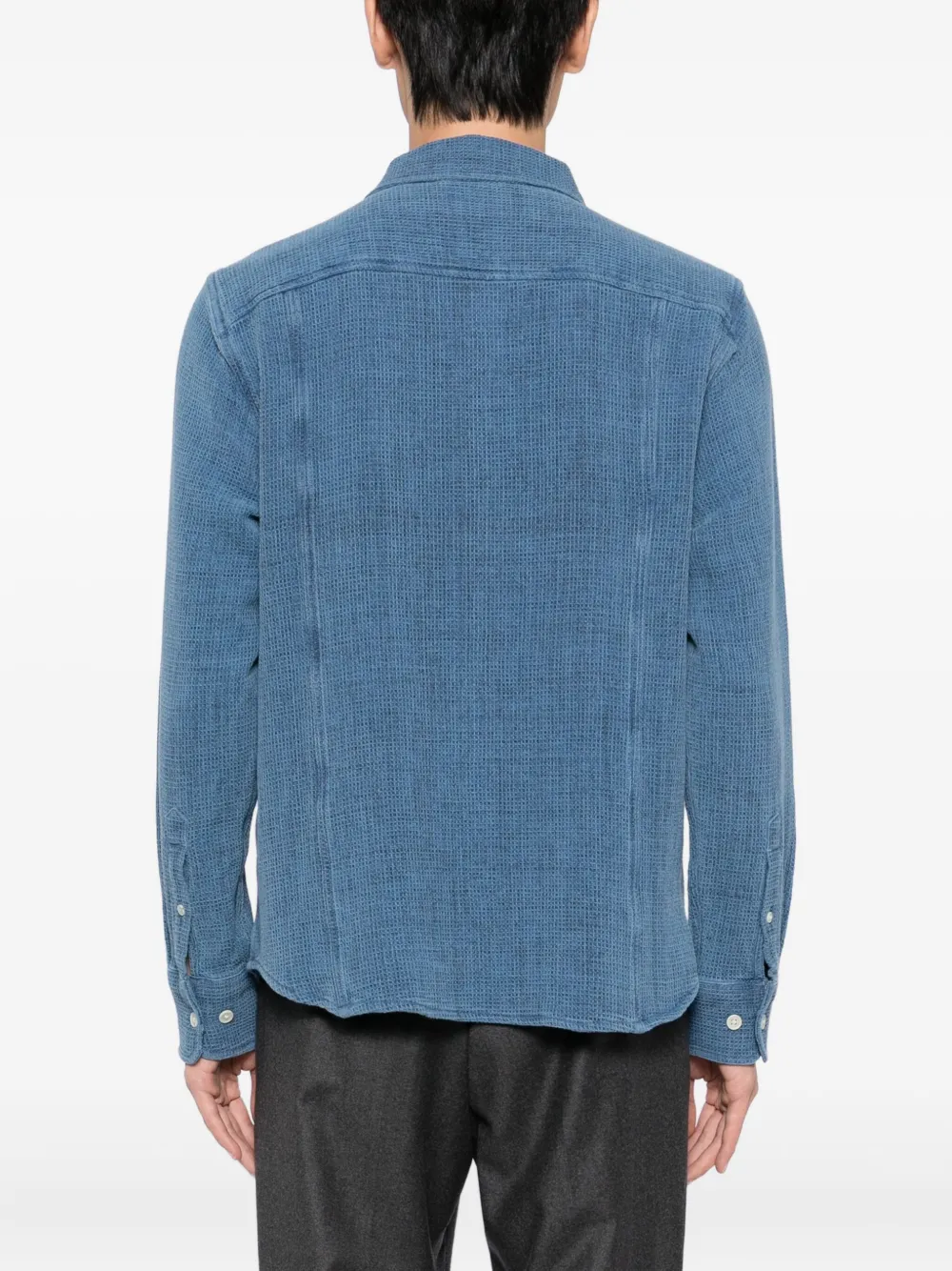 Corridor Pigment overhemd met wafel-patroon en geverfd effect Blauw