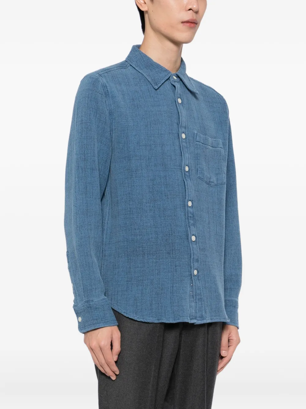 Corridor Pigment overhemd met wafel-patroon en geverfd effect Blauw