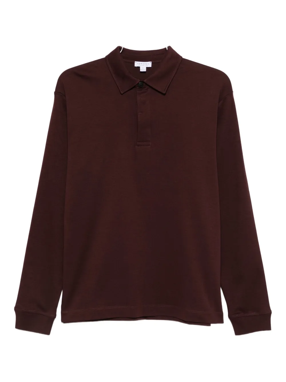 Sunspel Long-sleeve Polo Shirt In Brown