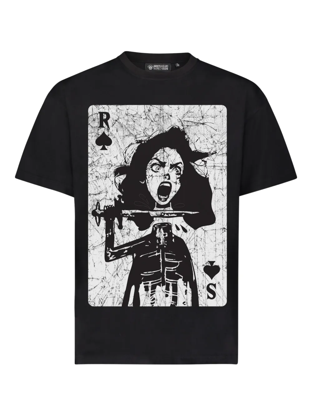 Mostly Heard Rarely Seen T-shirt Spade Playing Card con stampa - Nero