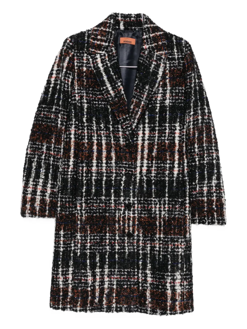 Missoni Plaid Single-breasted Coat In Black