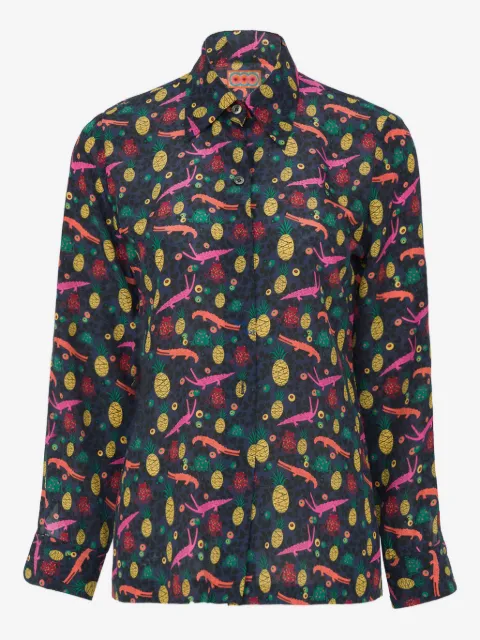 Lhd pineapple alligator print blouse