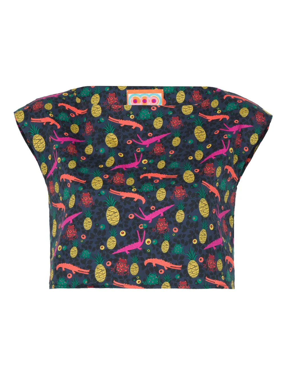 Lhd pineapple alligator print top - Blauw