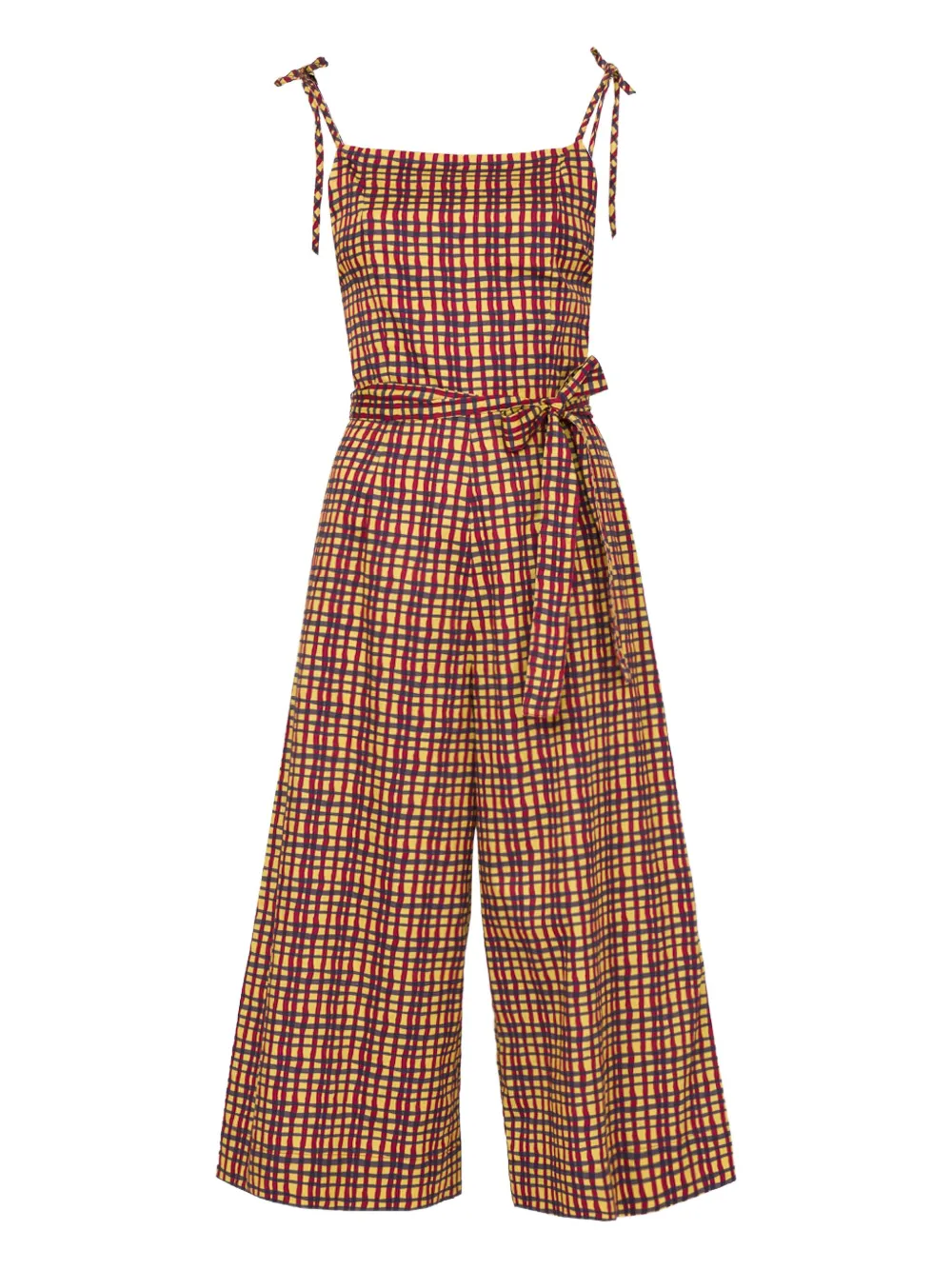 Lhd tie-strap checked jumpsuit | Yellow | Image 1
