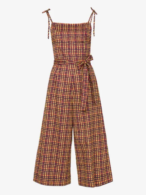 Lhd tie-strap checked jumpsuit