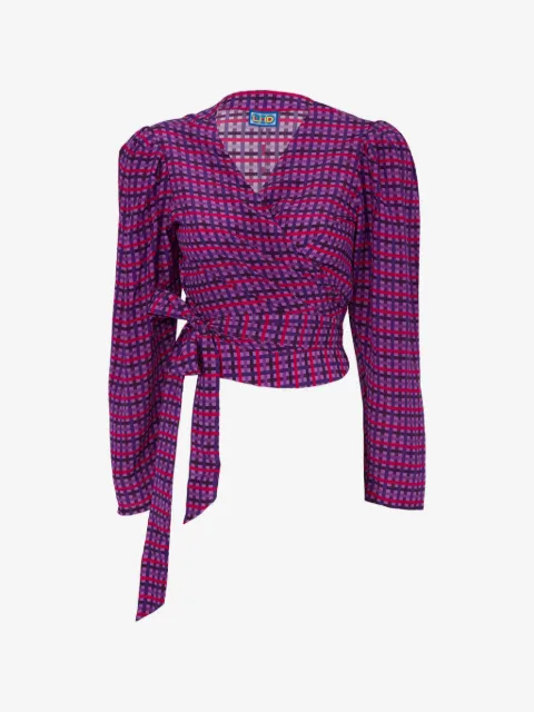Lhd gingham tie blouse