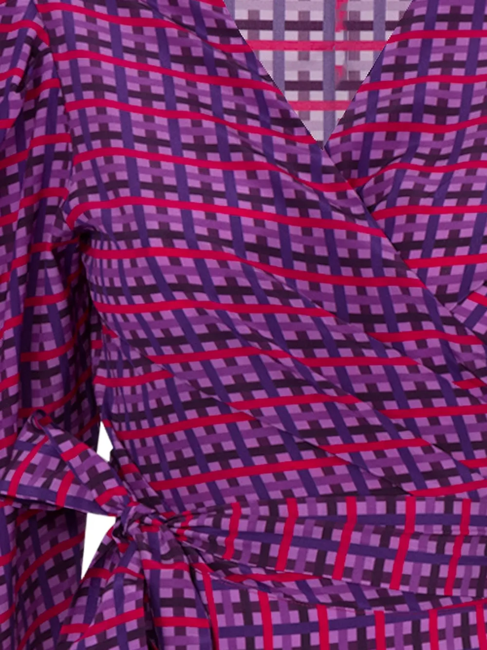  Lhd Gingham Tie Blouse - Purple 