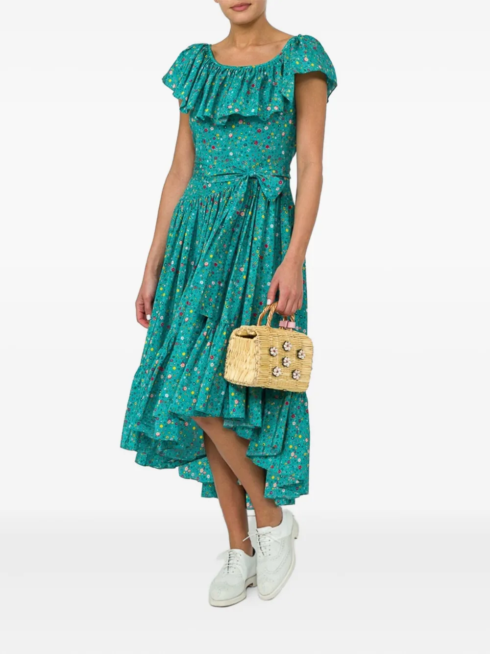 Lhd Ruffled Jungle Island Dress In Green