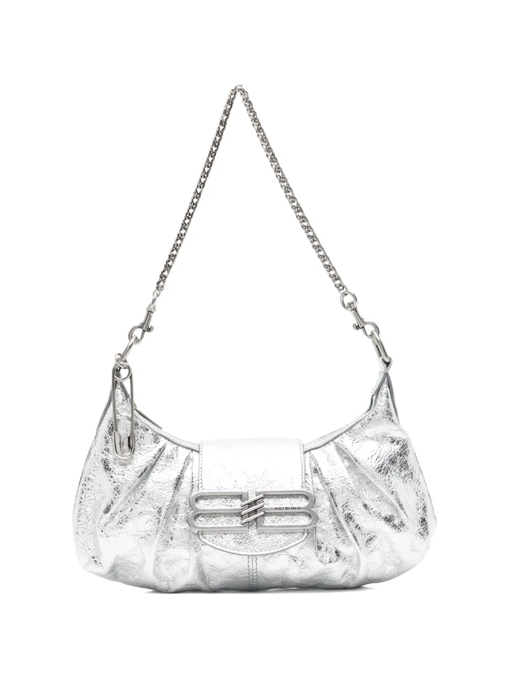 Balenciaga Pamela metallised-leather shoulder bag - Argento