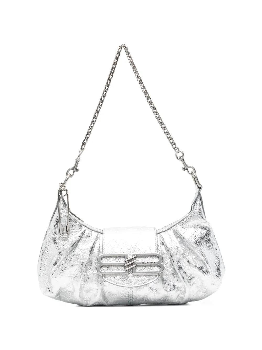 Balenciaga Pamela metallised-leather shoulder bag - Argento