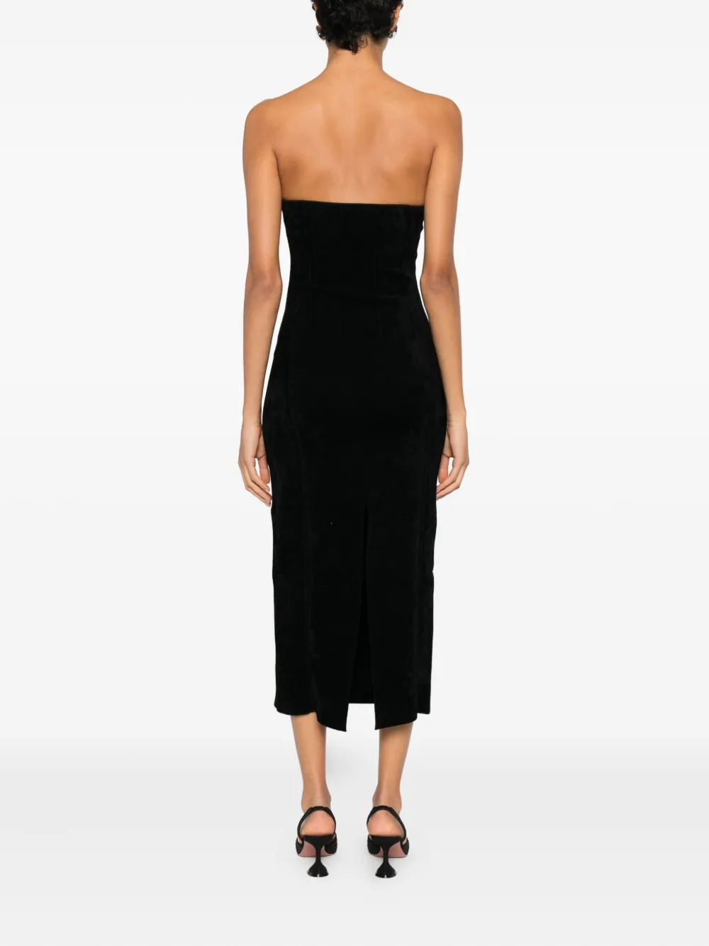 Galvan Titania Bustier Velvet Midi Dress In Black