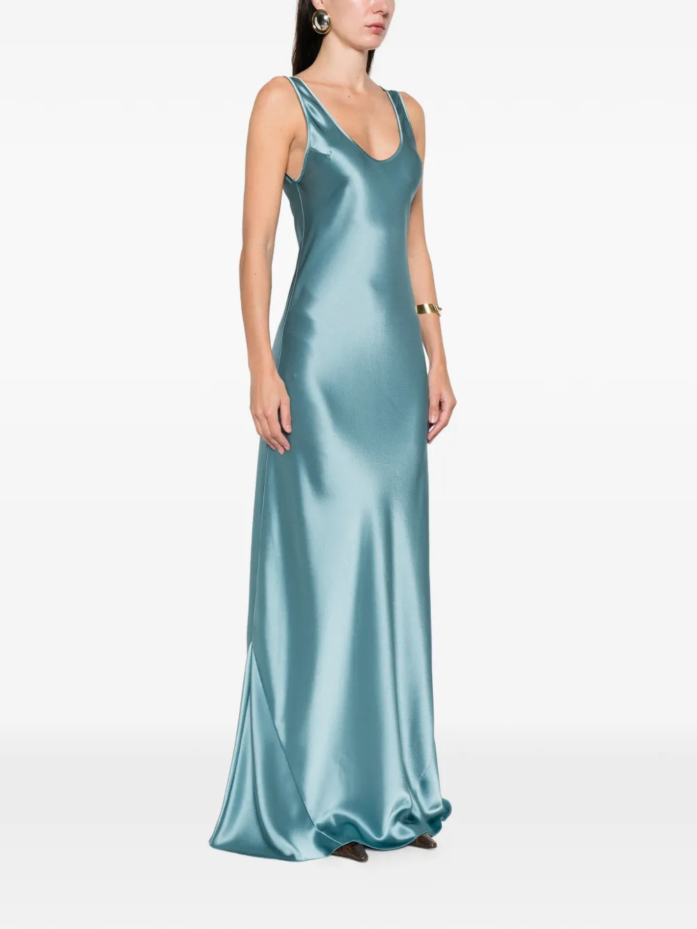 Galvan Valletta Satin Maxi Dress In Blue