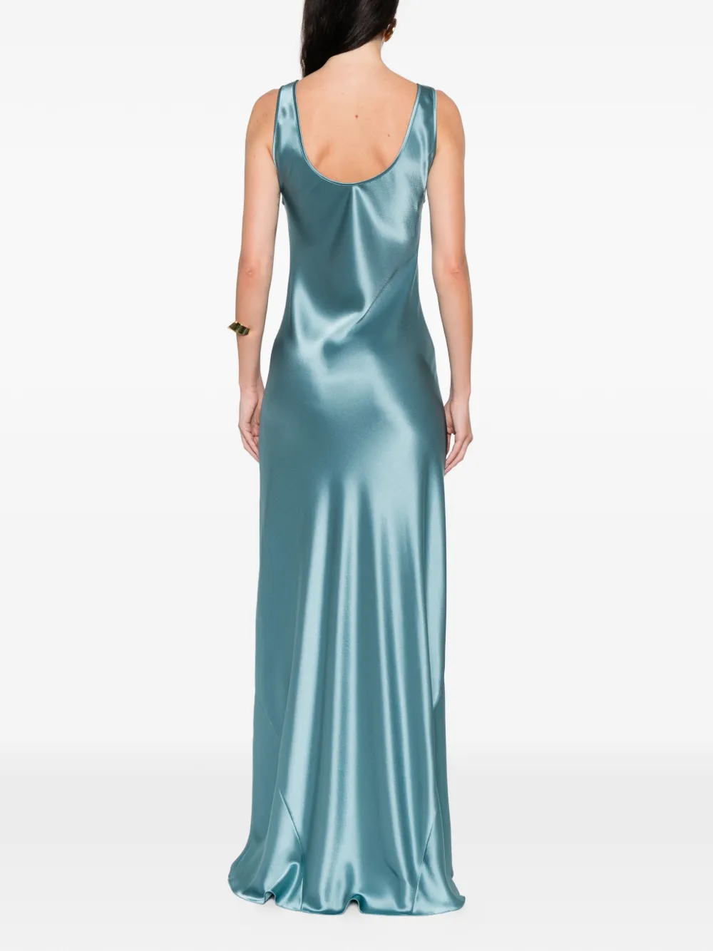 Galvan Valletta Satin Maxi Dress In Blue