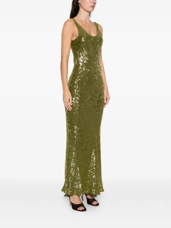 green emerald velvet dress Galvan London Ushuaia Dress