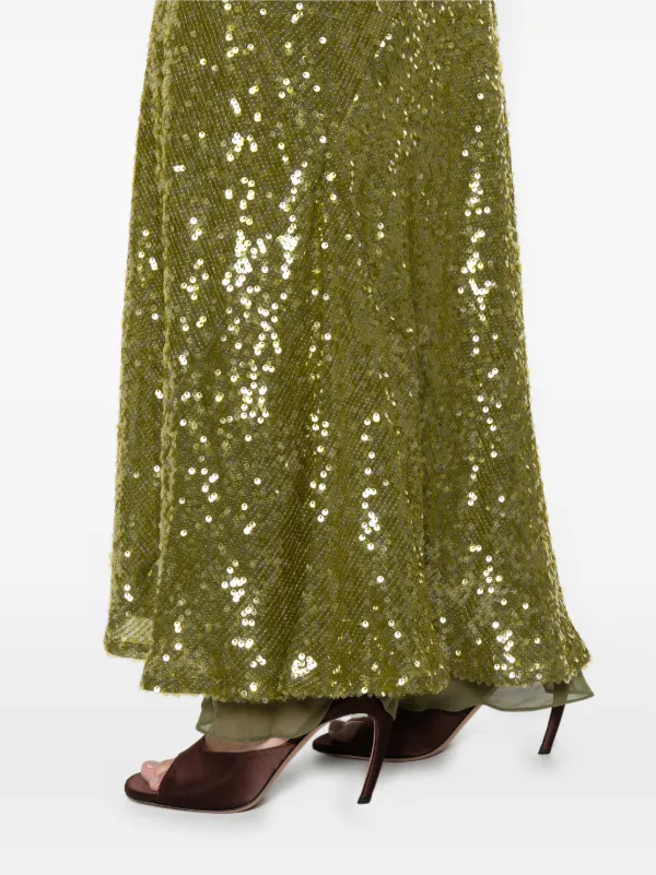 galvan green sequin dress Floral Sequin Column Gown – Monique Lhuillier main image 0