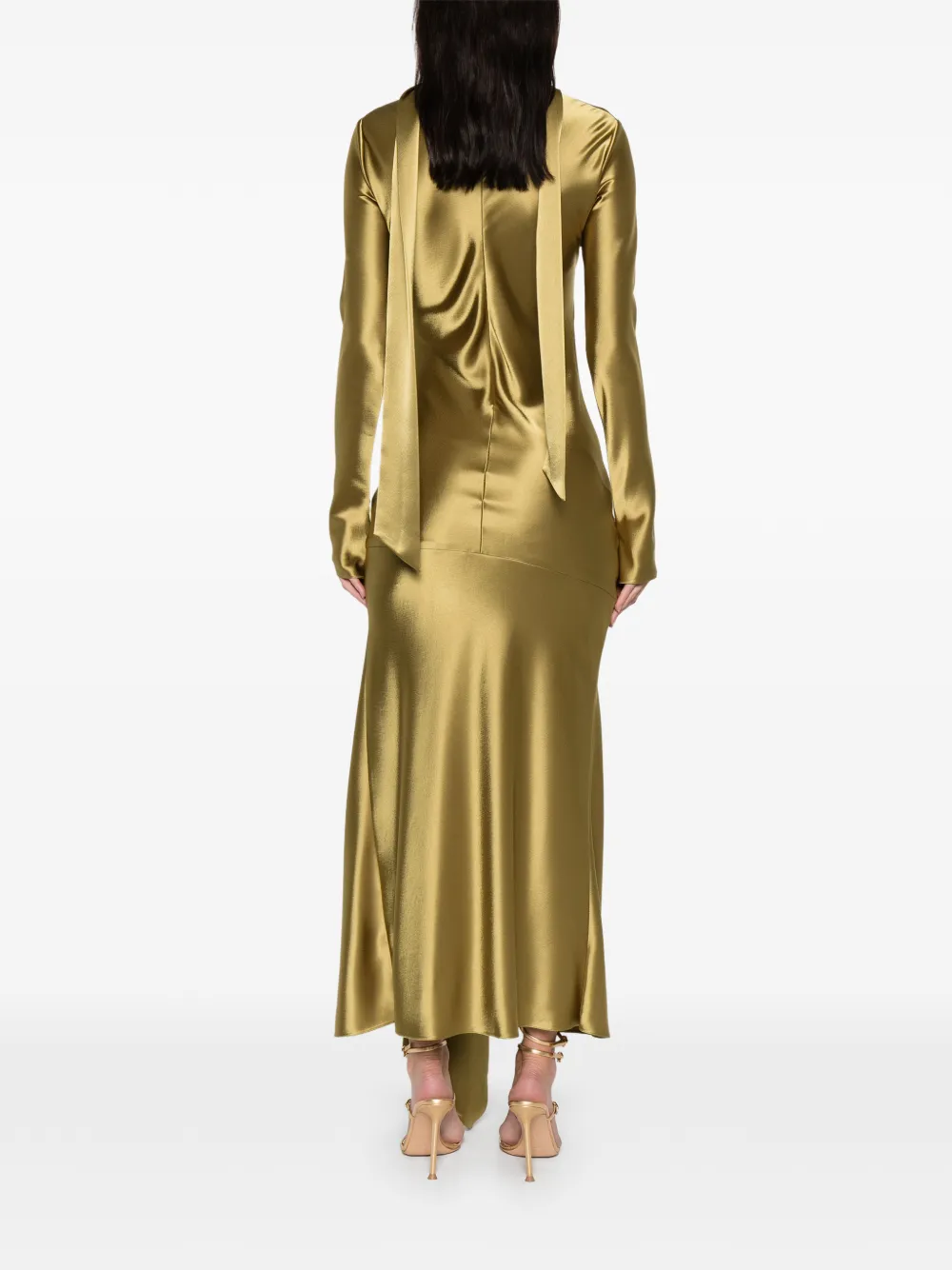 Galvan Emilie Tie Midi Dress In Gold