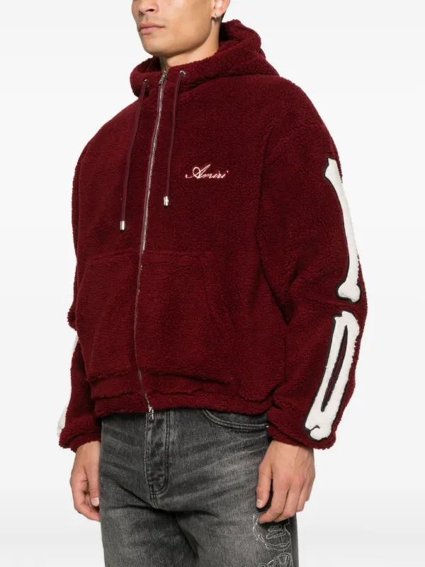 AMIRI Bones Fleece zip-up Hoodie | Red | FARFETCH