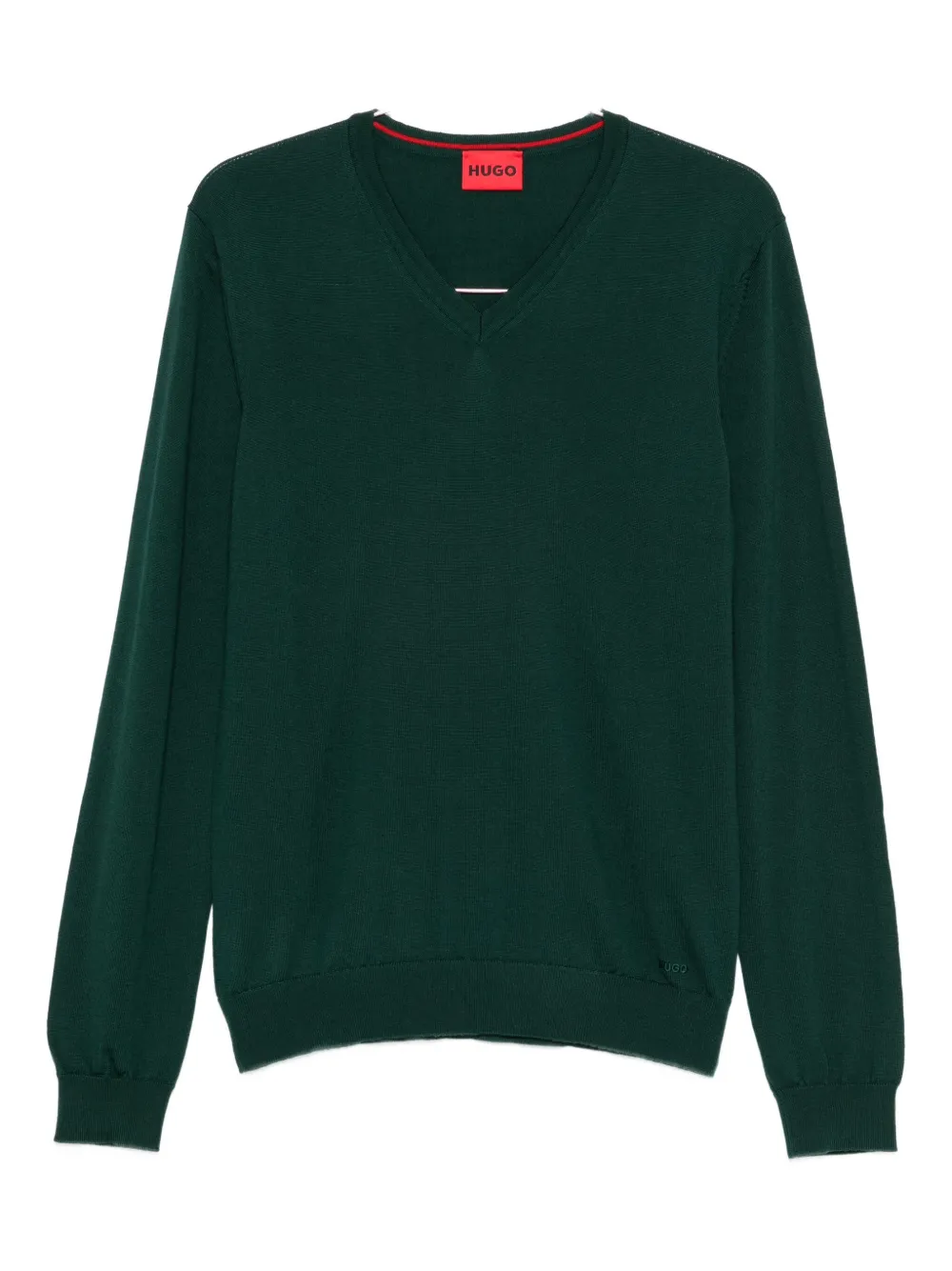 Hugo Boss V-neck Wool Sweater In Green