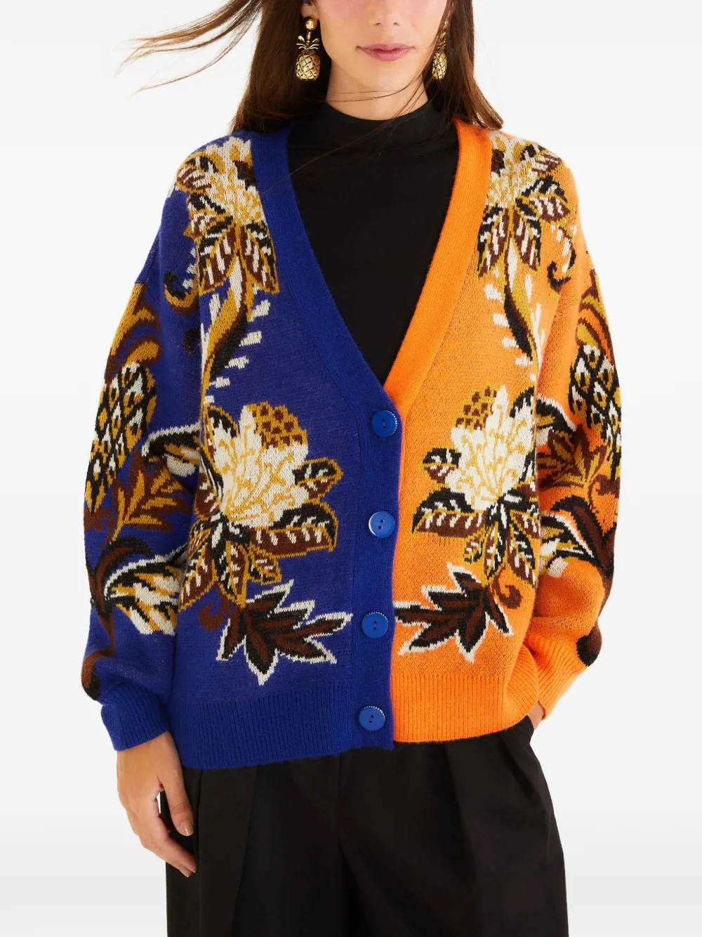 FARM Rio floral button cardigan - Blau