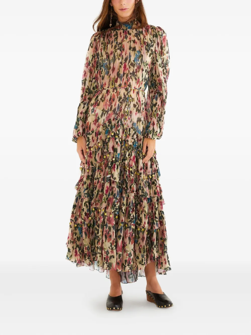 FARM Rio ruffled floral maxi dress - Roze