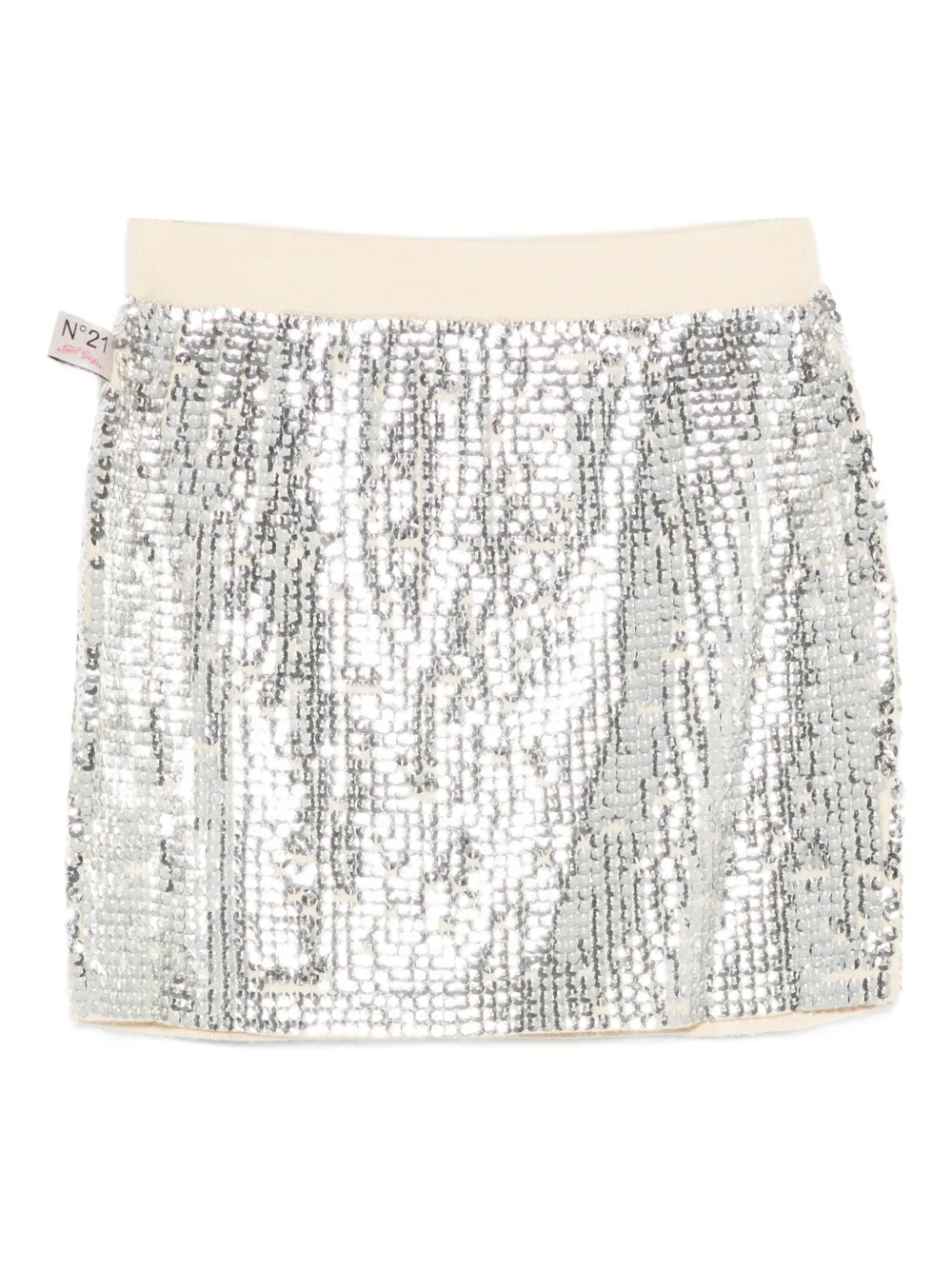 Nº21 Kids Mini-rok verfraaid met pailletten Beige