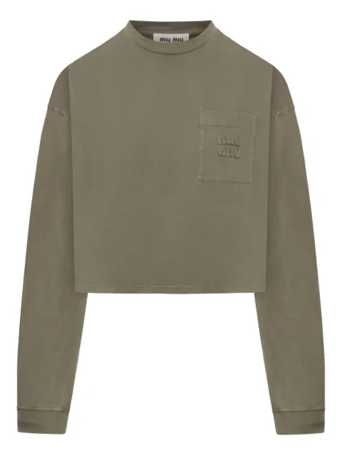 Miu Miu long-sleeve chest-pocket T-shirt