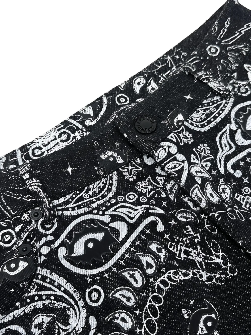 Haculla Gerafelde denim shorts met paisley-print Zwart