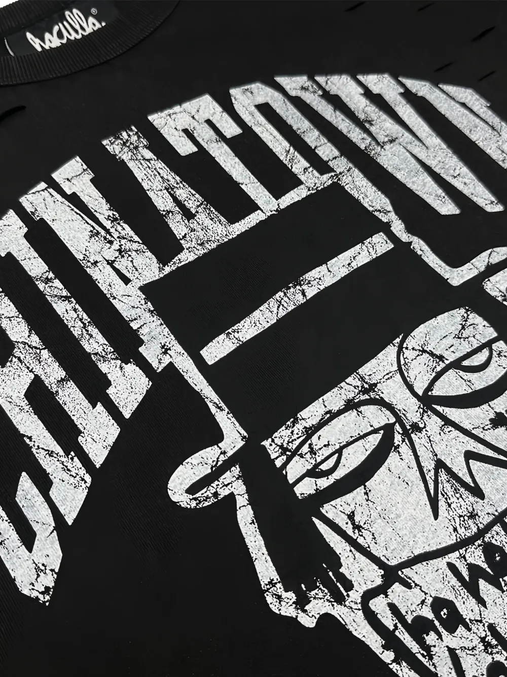 Haculla Chinatown gerafeld T-shirt Zwart